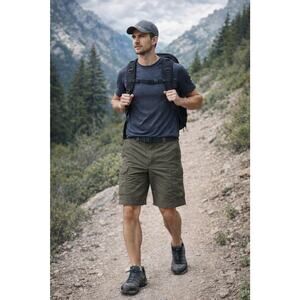 The North Face Men’s Cargo Hiking Shorts Olive Green Nylon Belted Size 32